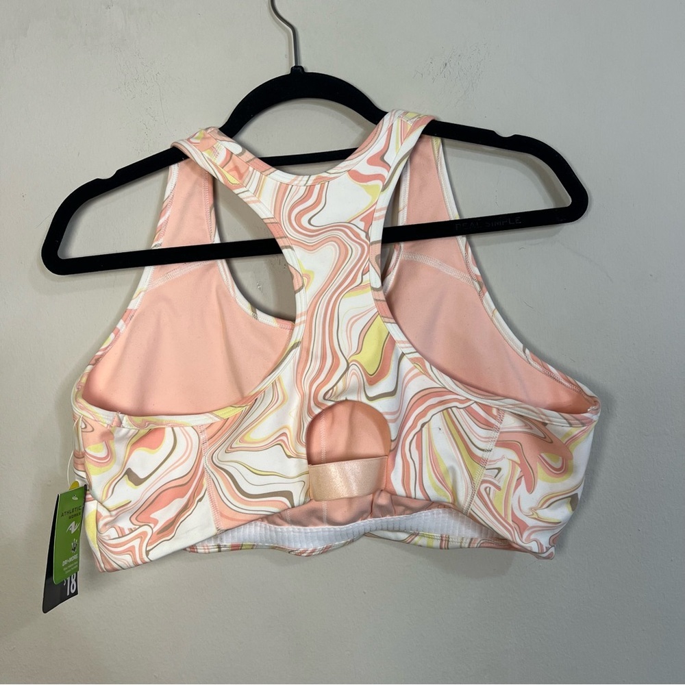Athletic Works Pink and Yellow Sports Bra with Racerback - Picture 3 of 4